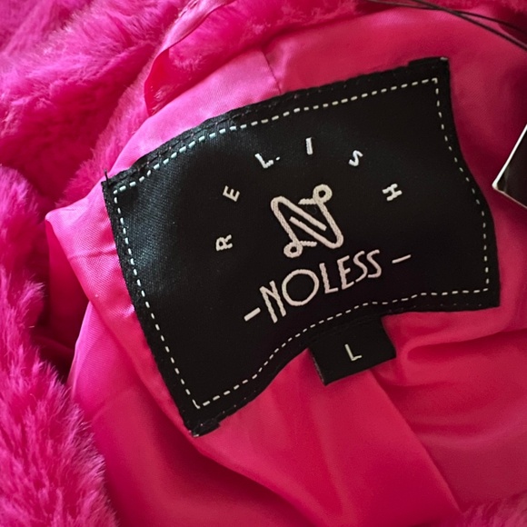 Hot Pink Faux Fur Coat NWT | Statement Jacket Barbiecore Size Large - Picture 5 of 6